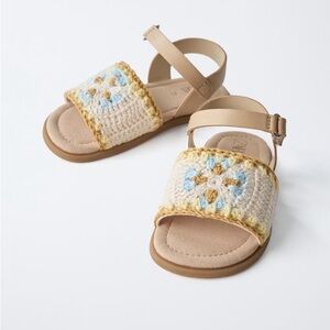 Zara Baby Crochet Sandals in Tan and Cream 4.5 Toddler